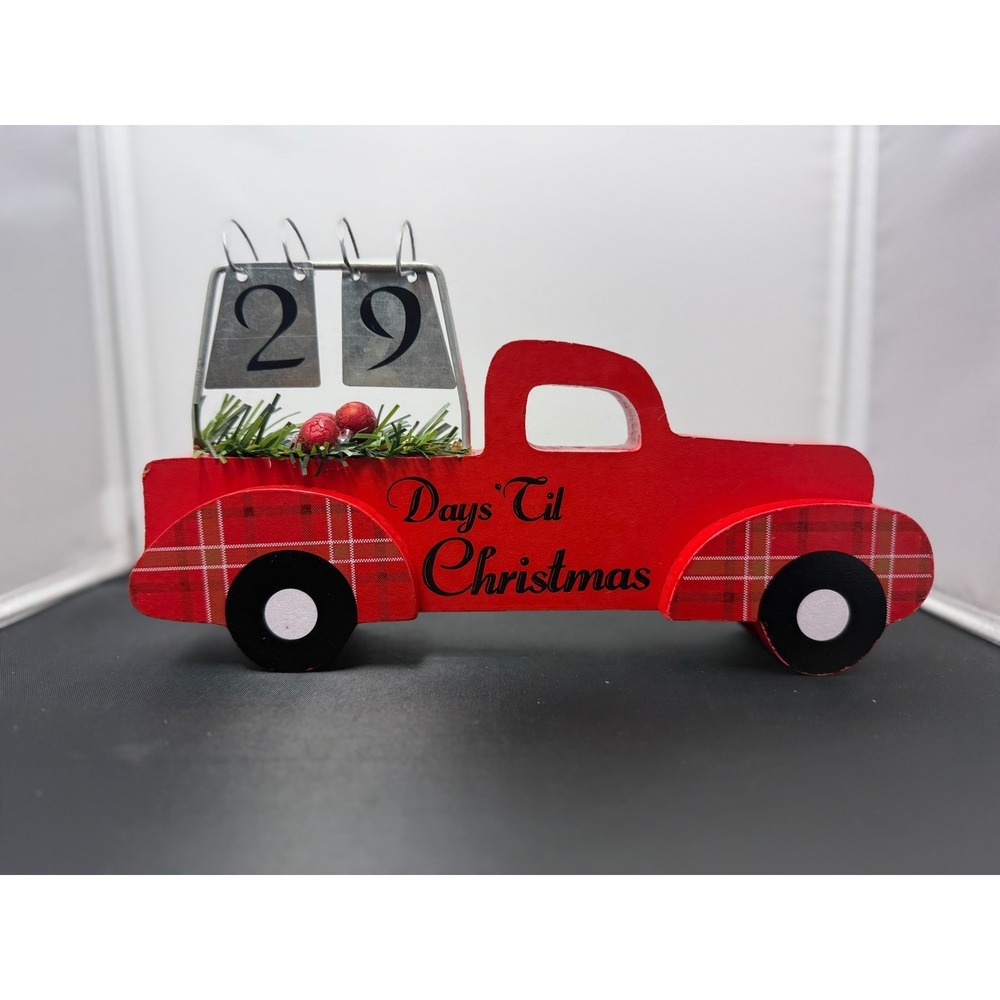 Red Truck‎ wood Christmas Countdown Calendar Days Til Christmas Holiday Decor